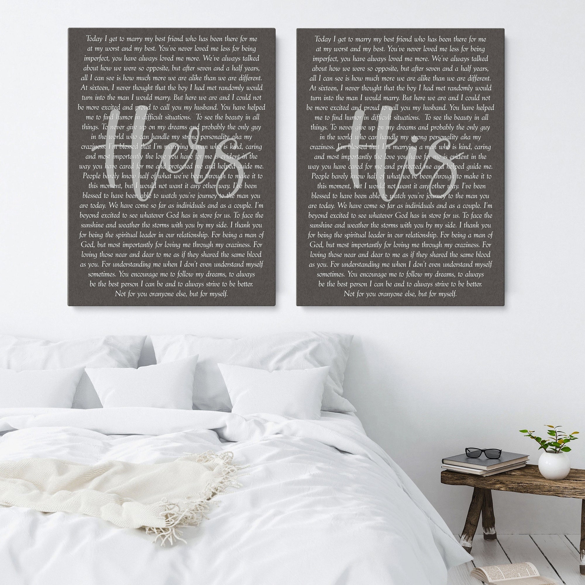His And Her Vows On Canvas - Personalized Wall Art