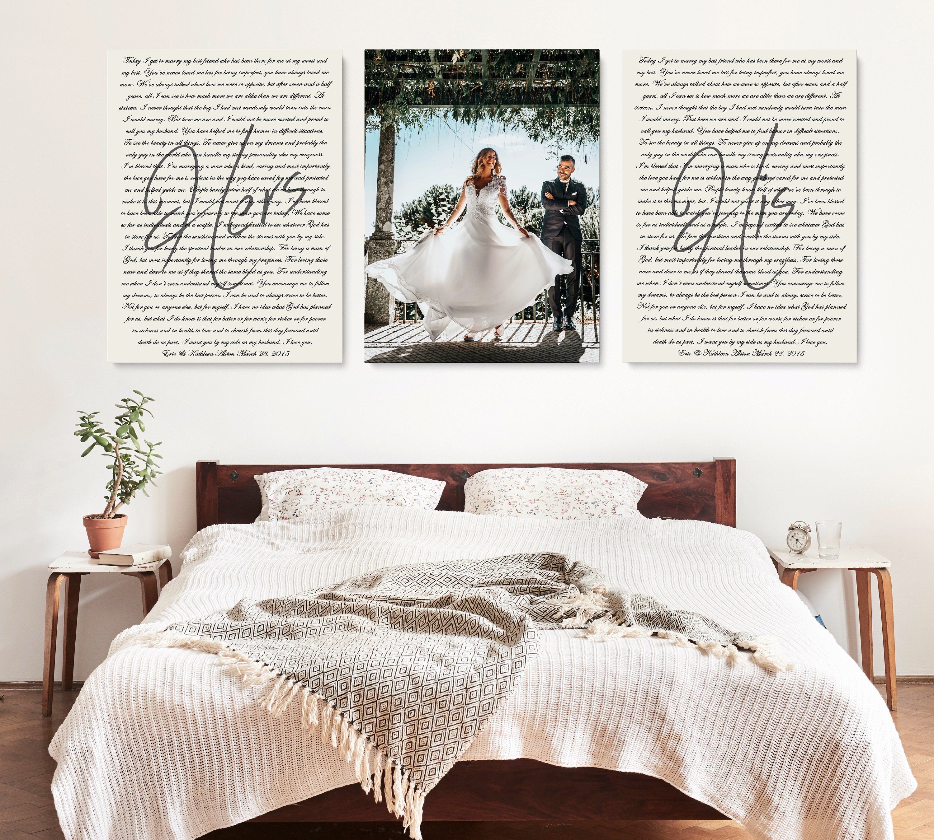 Set of 3 Personalized Canvas Prints. newest Wedding vows on canvas. Personalized vows as a Christmas Gift. Set of 3 Mr. and Mrs. Vows Prints.