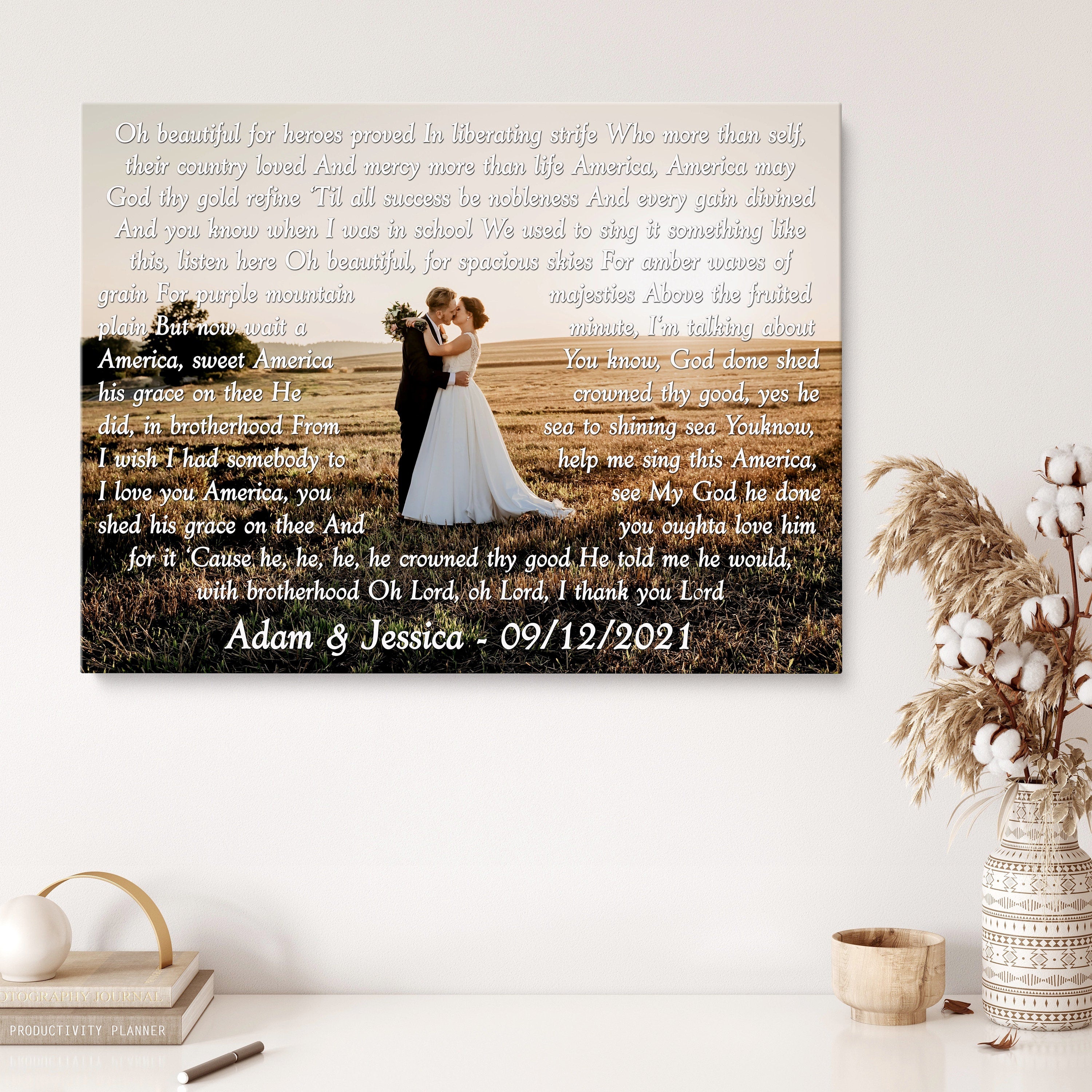 Wedding Keepsake, First Anniversary Gift Idea, Wedding online vows in shape of heart, Lyrics on canvas, Framed lyrics canvas, Personalized lyrics,