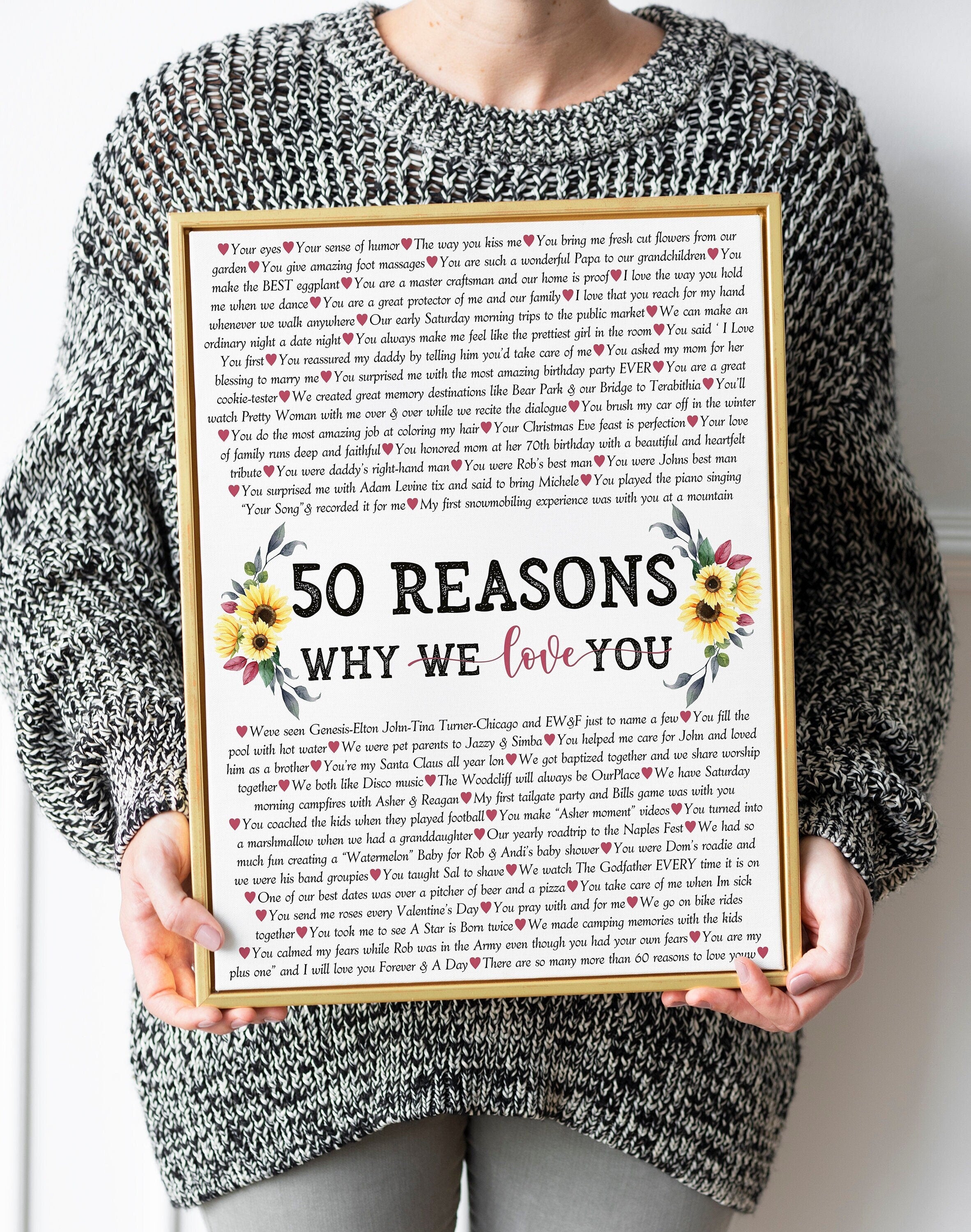 50 Birthday Gift, 50 Personal Quotes, Custom quotes, Custom Birthday g – OC  Canvas Studio